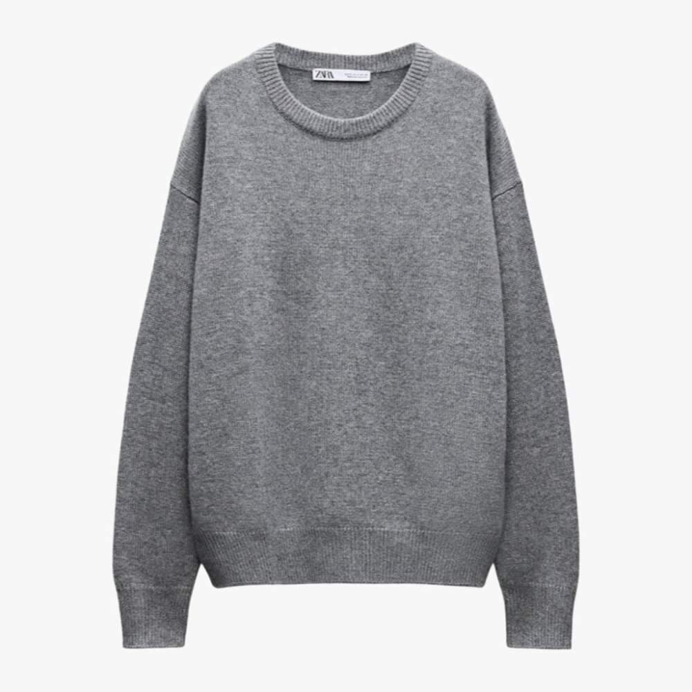 (NEW) ZARA | 100% CASHMERE “PLAIN SWEATER" CLASSIC NEUTRAL NATURAL MATERIAL